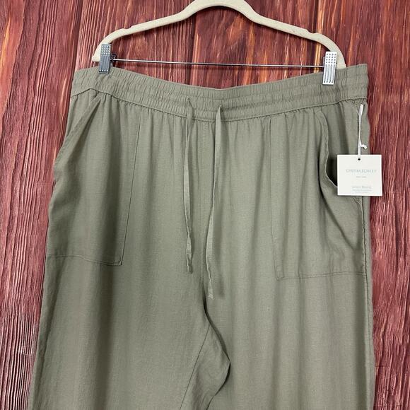 Cynthia Rowley Womens Linen Blend Pant Drawstring Waist Sage Green Size 1X NWT - Picture 2 of 7